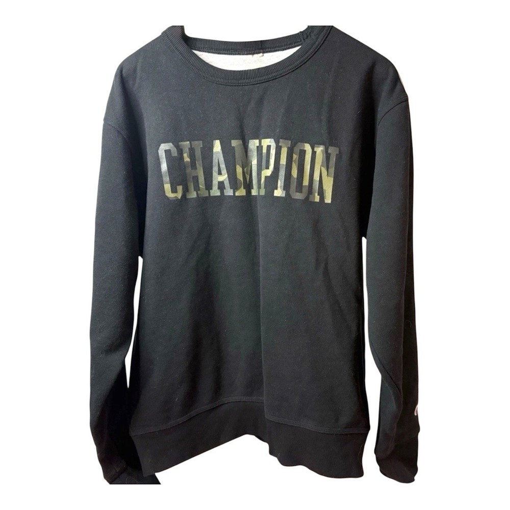 Champion Powerblend Men's Medium Crewneck Sweatshirt Army Green Logo Pullover